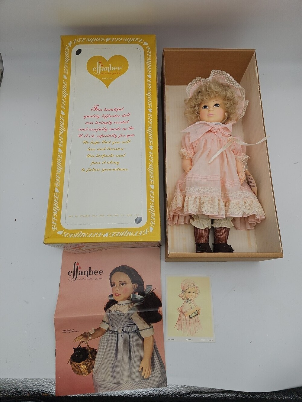 Effanbee LaurelComplete set: wrist tag, and original booklet.